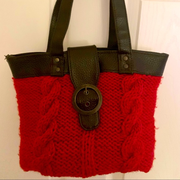 ULTA Cable Knit Tote Bag - Red - Picture 1 of 7